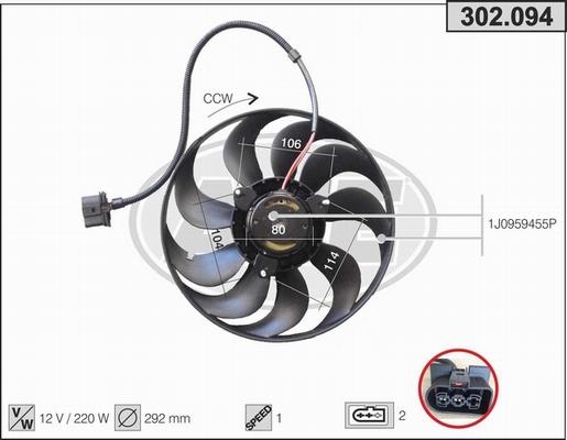 AHE 302.094 - Ventola, Raffreddamento motore www.autoricambi360.it
