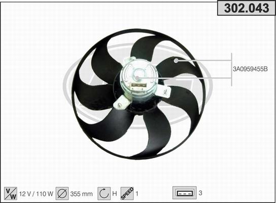 AHE 302.043 - Ventola, Raffreddamento motore www.autoricambi360.it
