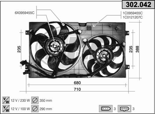 AHE 302.042 - Ventola, Raffreddamento motore www.autoricambi360.it