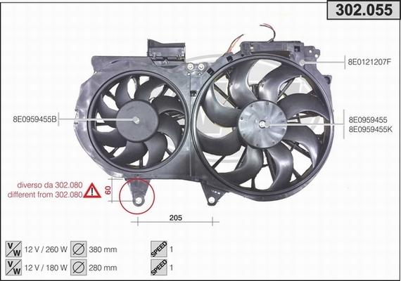 AHE 302.055 - Ventola, Raffreddamento motore www.autoricambi360.it