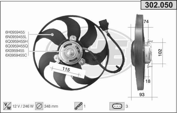 AHE 302.050 - Ventola, Raffreddamento motore www.autoricambi360.it