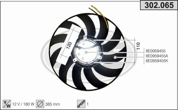 AHE 302.065 - Ventola, Raffreddamento motore www.autoricambi360.it