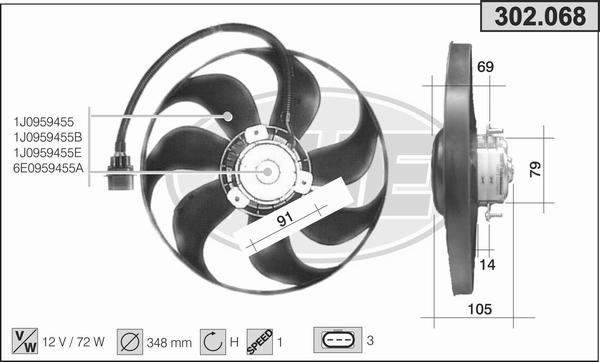 AHE 302.068 - Ventola, Raffreddamento motore www.autoricambi360.it