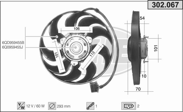 AHE 302.067 - Ventola, Raffreddamento motore www.autoricambi360.it