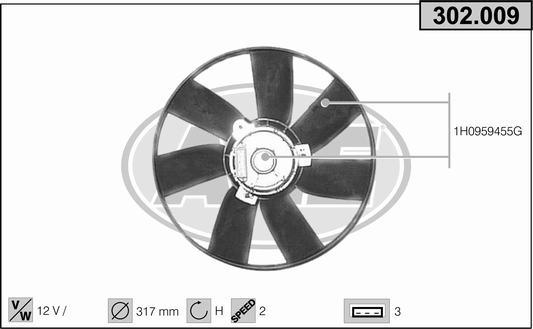 AHE 302.009 - Ventola, Raffreddamento motore www.autoricambi360.it