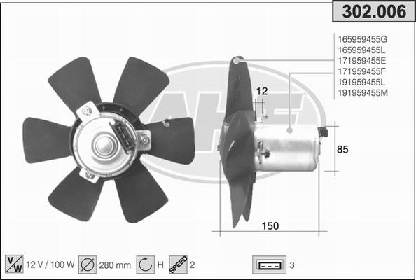 AHE 302.006 - Ventola, Raffreddamento motore www.autoricambi360.it