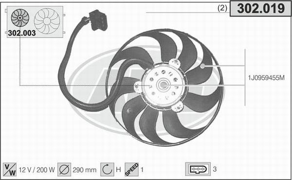 AHE 302.019 - Ventola, Raffreddamento motore www.autoricambi360.it