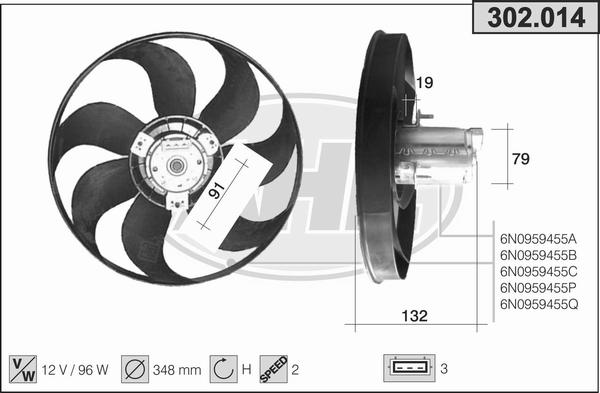 AHE 302.014 - Ventola, Raffreddamento motore www.autoricambi360.it