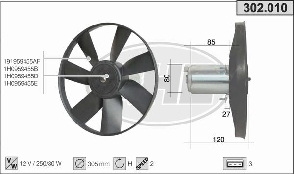 AHE 302.010 - Ventola, Raffreddamento motore www.autoricambi360.it