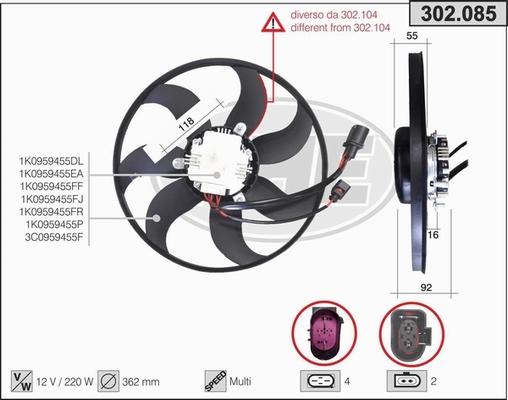 AHE 302.085 - Ventola, Raffreddamento motore www.autoricambi360.it