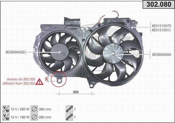 AHE 302.080 - Ventola, Raffreddamento motore www.autoricambi360.it