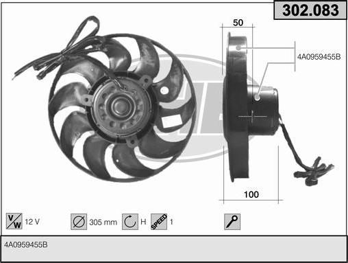 AHE 302.083 - Ventola, Raffreddamento motore www.autoricambi360.it