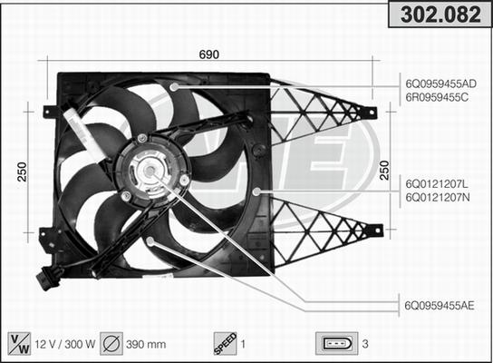 AHE 302.082 - Ventola, Raffreddamento motore www.autoricambi360.it