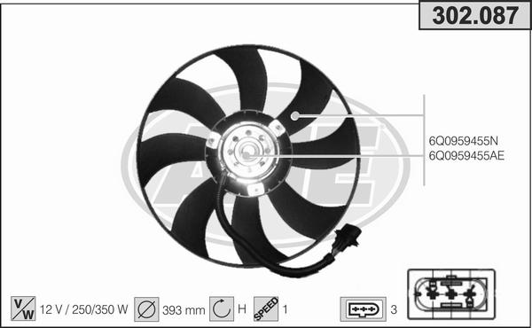 AHE 302.087 - Ventola, Raffreddamento motore www.autoricambi360.it
