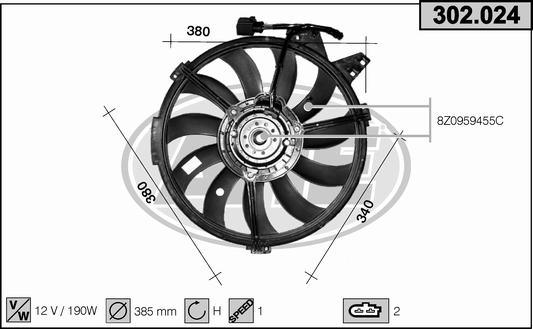 AHE 302.024 - Ventola, Raffreddamento motore www.autoricambi360.it