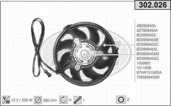 AHE 302.026 - Ventola, Raffreddamento motore www.autoricambi360.it