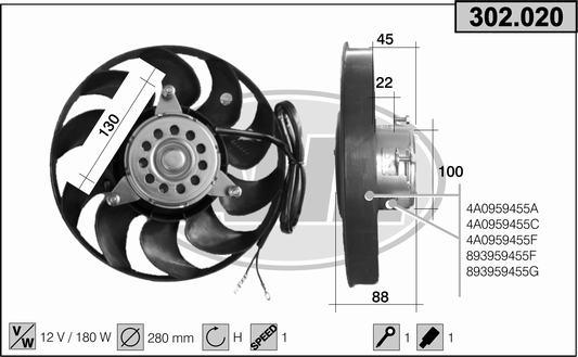 AHE 302.020 - Ventola, Raffreddamento motore www.autoricambi360.it