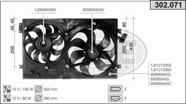 AHE 302.071 - Ventola, Raffreddamento motore www.autoricambi360.it
