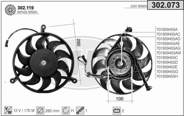 AHE 302.073 - Ventola, Raffreddamento motore www.autoricambi360.it