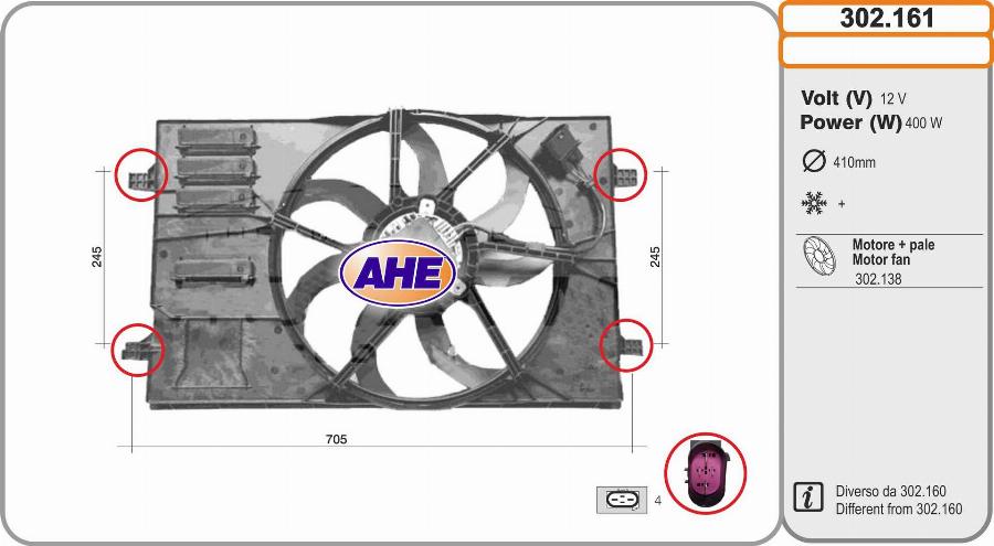 AHE 302.161 - Ventola, Raffreddamento motore www.autoricambi360.it