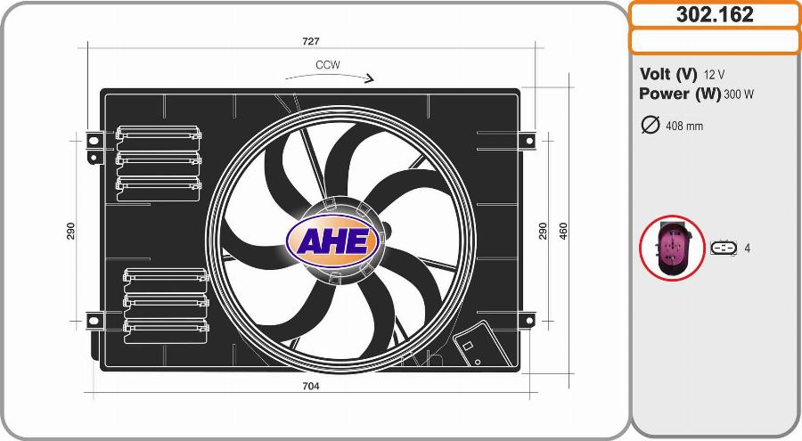 AHE 302.162 - Ventola, Raffreddamento motore www.autoricambi360.it