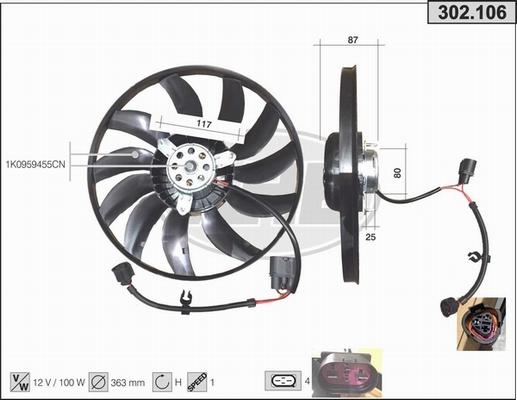 AHE 302.106 - Ventola, Raffreddamento motore www.autoricambi360.it