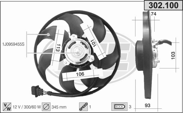 AHE 302.100 - Ventola, Raffreddamento motore www.autoricambi360.it