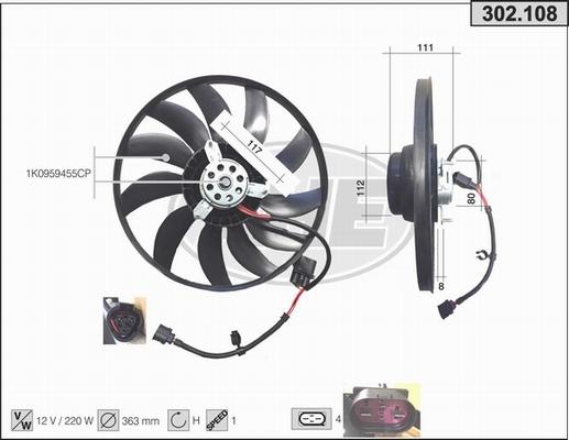 AHE 302.108 - Ventola, Raffreddamento motore www.autoricambi360.it