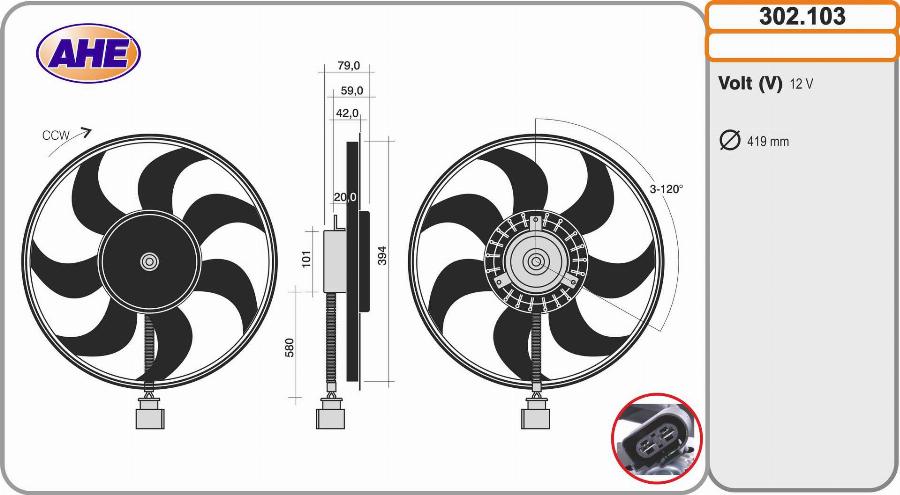 AHE 302.103 - Ventola, Raffreddamento motore www.autoricambi360.it