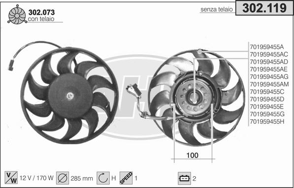 AHE 302.119 - Ventola, Raffreddamento motore www.autoricambi360.it