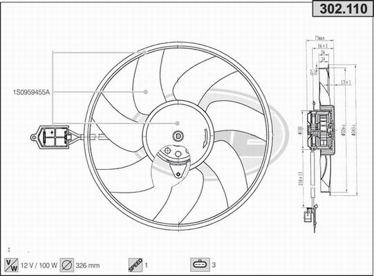 AHE 302.110 - Ventola, Raffreddamento motore www.autoricambi360.it