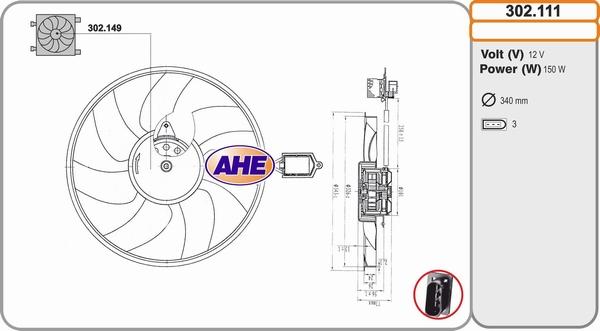 AHE 302.111 - Ventola, Raffreddamento motore www.autoricambi360.it