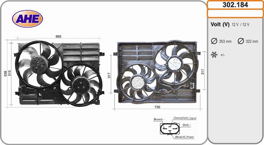 AHE 302.184 - Ventola, Raffreddamento motore www.autoricambi360.it