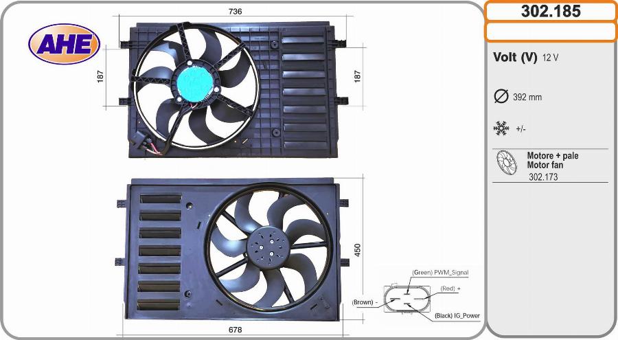 AHE 302.185 - Ventola, Raffreddamento motore www.autoricambi360.it