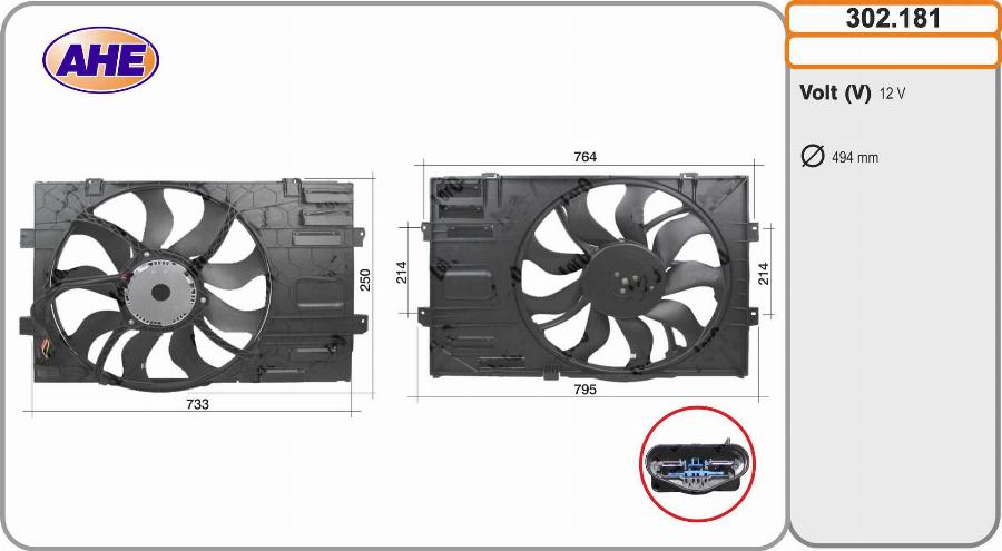 AHE 302.181 - Ventola, Raffreddamento motore www.autoricambi360.it