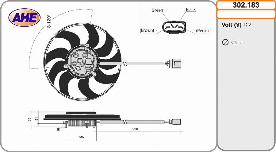 AHE 302.183 - Ventola, Raffreddamento motore www.autoricambi360.it