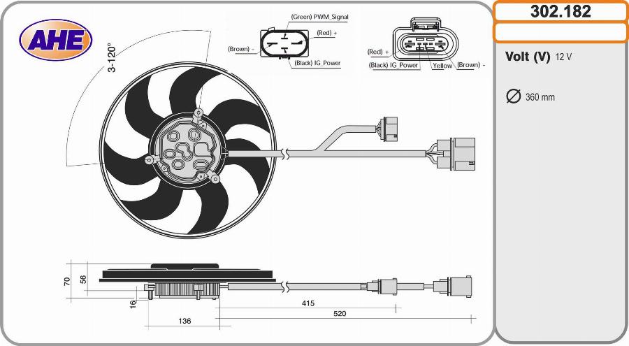 AHE 302.182 - Ventola, Raffreddamento motore www.autoricambi360.it