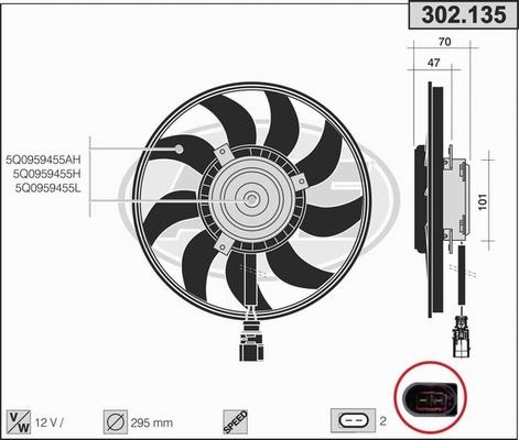 AHE 302.135 - Ventola, Raffreddamento motore www.autoricambi360.it