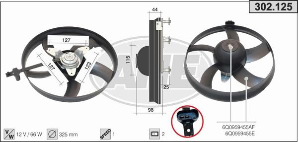 AHE 302.125 - Ventola, Raffreddamento motore www.autoricambi360.it