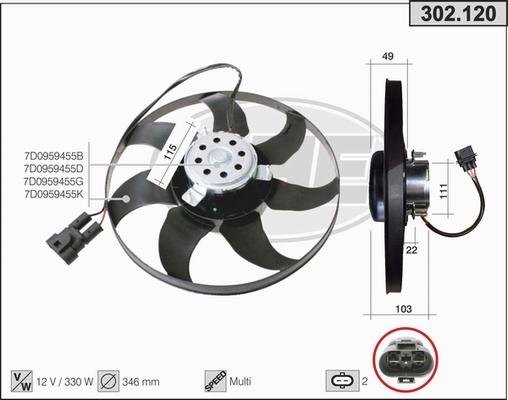 AHE 302.120 - Ventola, Raffreddamento motore www.autoricambi360.it
