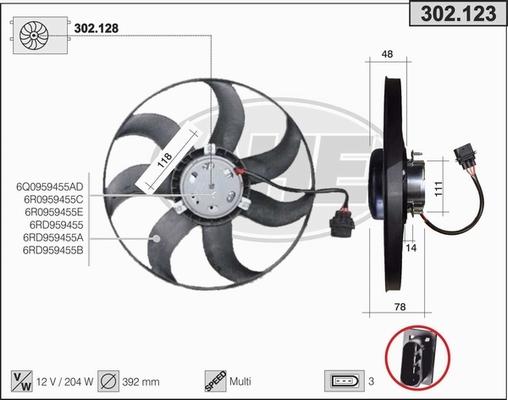 AHE 302.123 - Ventola, Raffreddamento motore www.autoricambi360.it