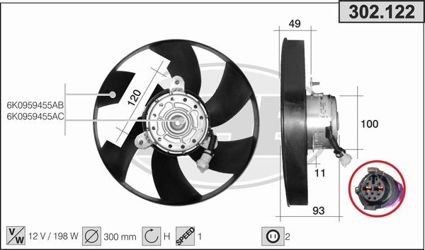 AHE 302.122 - Ventola, Raffreddamento motore www.autoricambi360.it