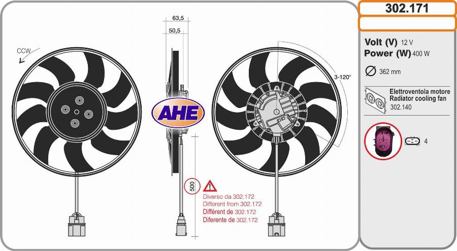 AHE 302.171 - Ventola, Raffreddamento motore www.autoricambi360.it