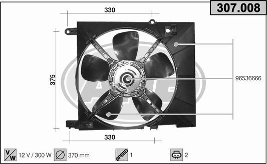 AHE 307.008 - Ventola, Raffreddamento motore www.autoricambi360.it