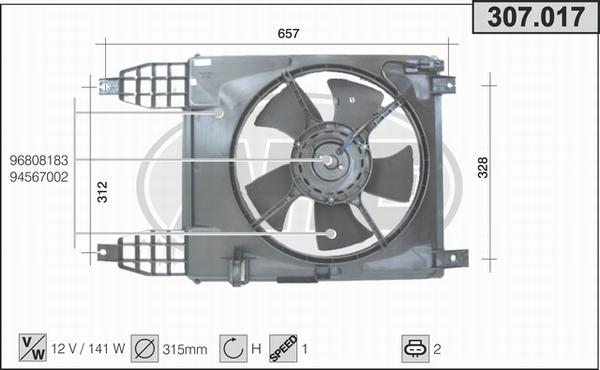 AHE 307.017 - Ventola, Raffreddamento motore www.autoricambi360.it