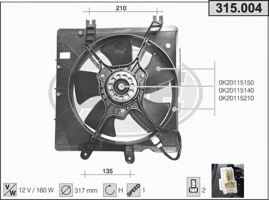 AHE 315.004 - Ventola, Raffreddamento motore www.autoricambi360.it
