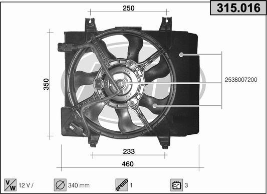 AHE 315.016 - Ventola, Raffreddamento motore www.autoricambi360.it