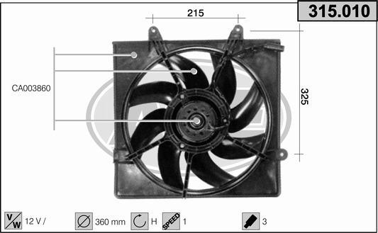AHE 315.010 - Ventola, Raffreddamento motore www.autoricambi360.it