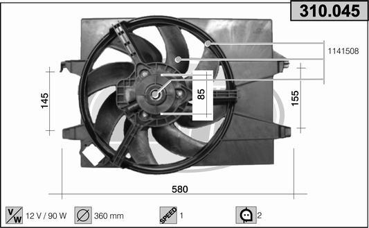 AHE 310.045 - Ventola, Raffreddamento motore www.autoricambi360.it