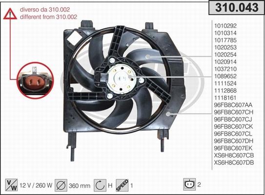 AHE 310.043 - Ventola, Raffreddamento motore www.autoricambi360.it